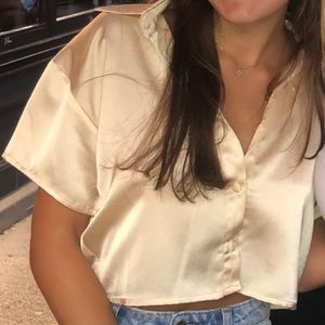 superdown GOLD CROPPED, BUTTON-DOWN TEE